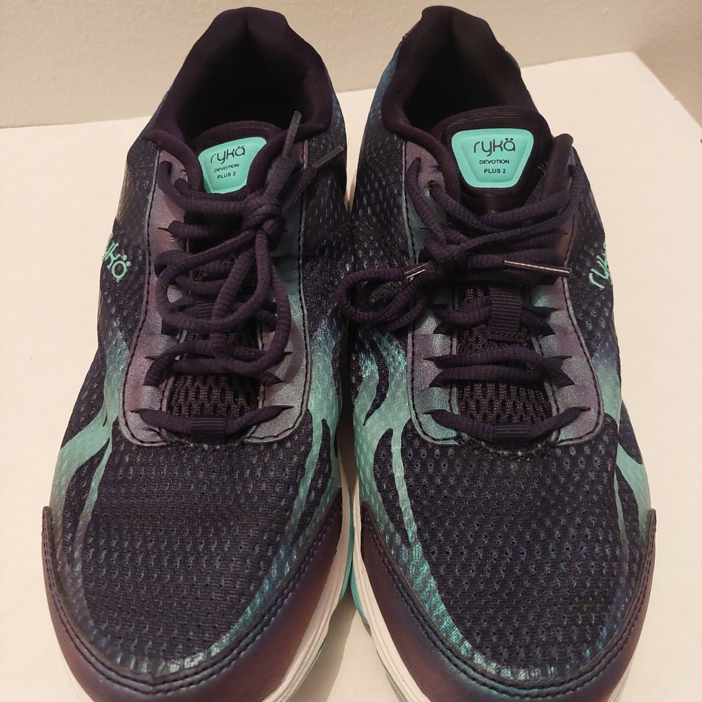 Ryka Women's Devotion Plus 2 Walking Shoes: Navy and Teal Blue - Size: 9W